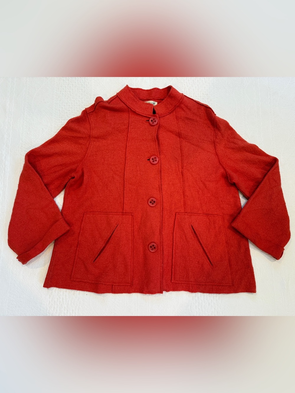 Coldwater Creek Red Wool Blend Button Up Jacket Women’s Size Medium M